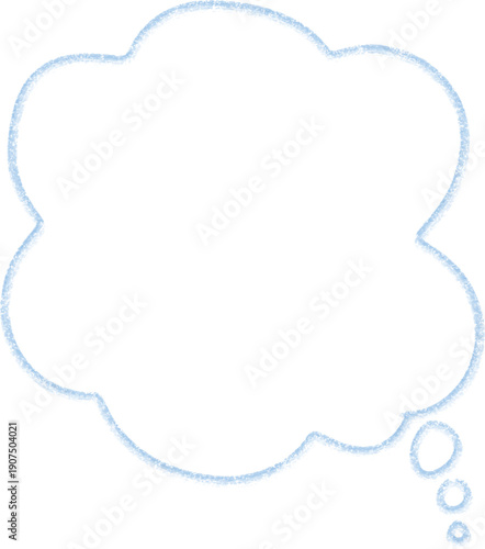 水色の雲のような空想吹き出しアイコン　細ラインタイプ　Adobe Illustrator Artwork