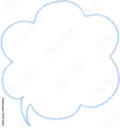 水色の雲のような吹き出しアイコン　細ラインタイプ　Adobe Illustrator Artwork