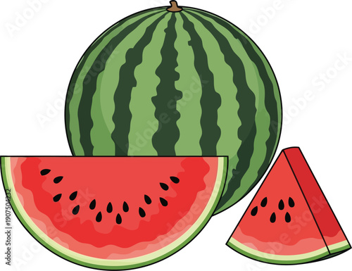 Fresh and Juicy Watermelon Illustration for Summer Desserts and Refreshing Beverages