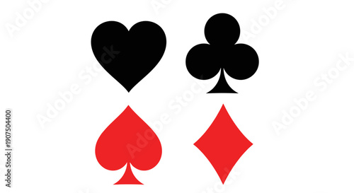 Four standard playing card suits: hearts, clubs, spades, and diamonds, displayed on a white background.
