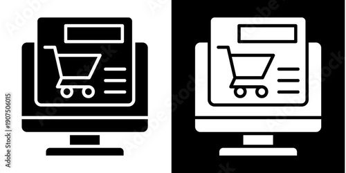 Online Shopping Icon Set White Glyph Style Collection