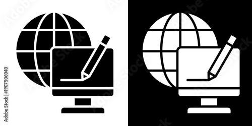 Contact Icon Set White Glyph Style Collection