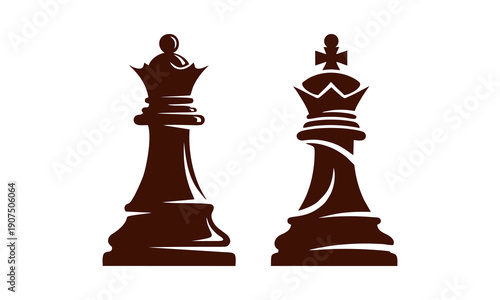 queen and king's chess icon vector