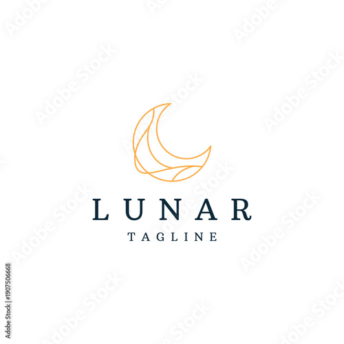 Crescent line art style logo design template flat vector