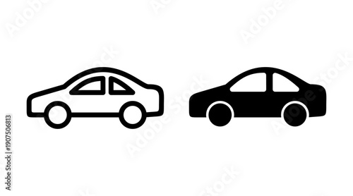 Car icon set vector. car sign and symbol. small sedan