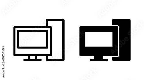 Computer icon set vector. computer monitor sign and symbol