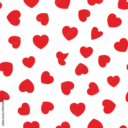 Seamless Red Heart Pattern on White Background for Valentine's Day Graphics