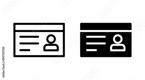 License icon set vector. ID card icon. driver license, staff identification card