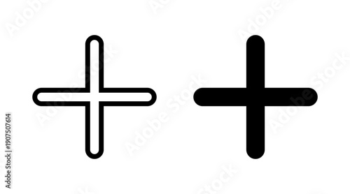 Plus Icon set vector. Add plus sign and symbol