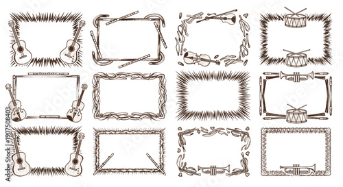 Set of vintage ornate empty picture frames with intricate designs