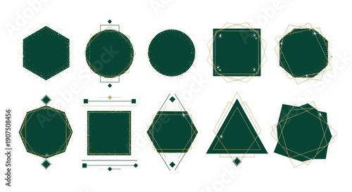 Collection of various geometric shapes in green