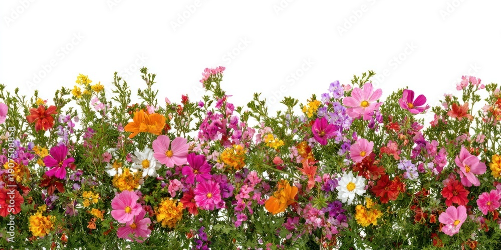 Fototapeta premium Vibrant wildflowers against white.