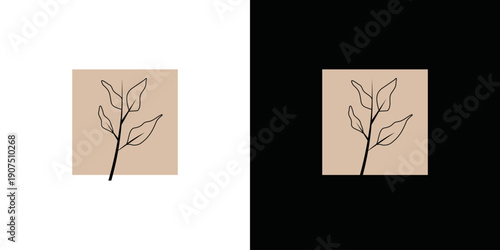 simple branched leaf logo vector