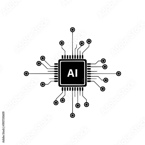 ai brain chip technology vector