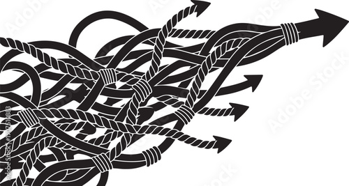 Confused arrows pointing in different directions concept illustration