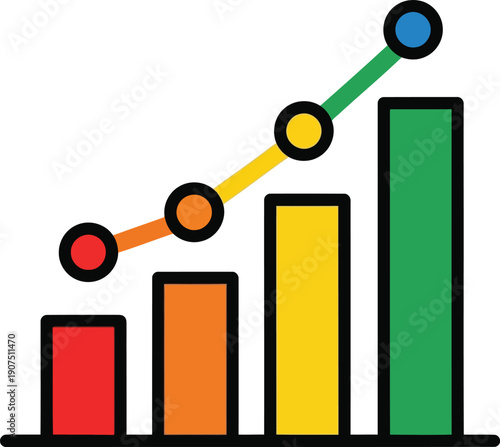 Colorful Bar Chart Showing Financial Growth and Success in Business Analytics