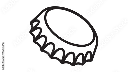 Bottle Cap Simple Line Art Black Monochromatic Illustration for Icon