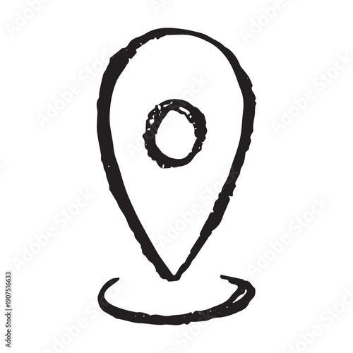Hand drawn map pin Map marker pointer sign GPS and mapping tools Location pin symbol Pinpoint clipart in doodle style Single element for web, design