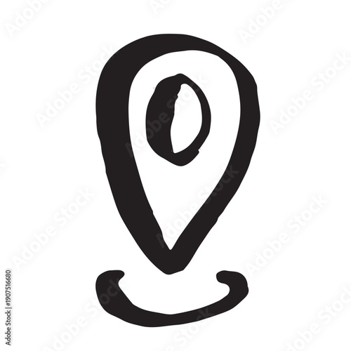 Hand drawn map pin Map marker pointer sign GPS and mapping tools Location pin symbol Pinpoint clipart in doodle style Single element for web, design