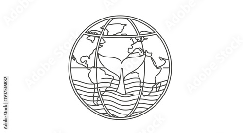 Globe with continents and oceans.