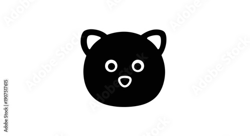 Simple black bear face illustration on white background.