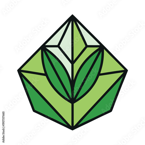 Logo vector design with geometric shapes that include leaves and a plant motif for branding purposes