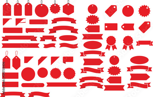 Photos Red Sale Label Tag Ribbon Collection Design