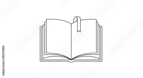 Open Book Illustration with Bookmark.