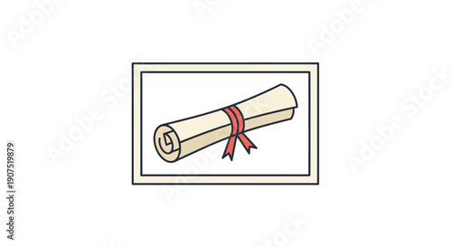 Vintage Parchment Scroll with Red Ribbon.