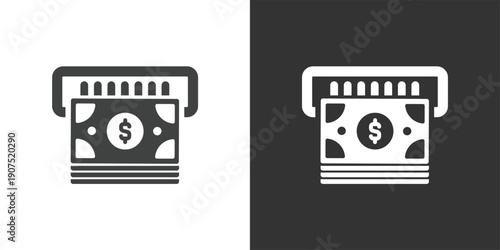 Cash Withdrawal icon. Solid glyph series icon