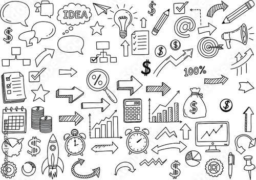Collection of business and finance icons and symbols