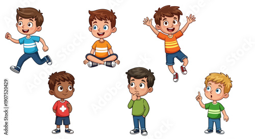 Group of diverse children playing together, running, and having fun in a lively scene, full of energy and joy