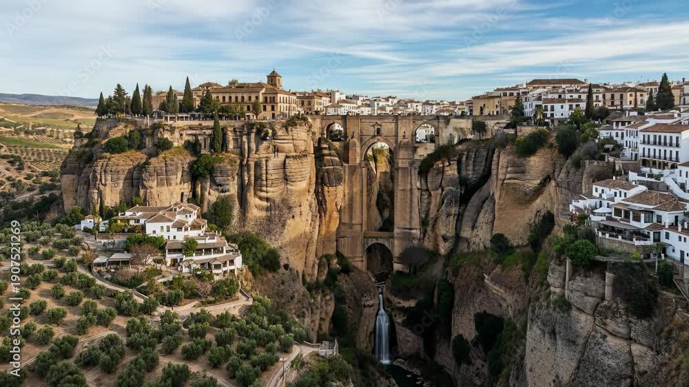 custom made wallpaper toronto digitalScenic view of a historic city built on cliffs with lush greenery and traditional architecture under a clear blue sky.