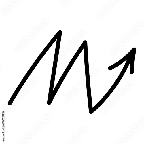 Hand drawn wavy arrow vector. Zigzag marker sketch pointer