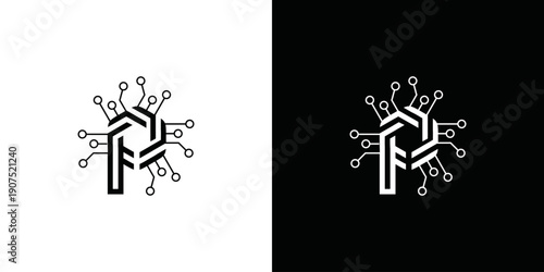 simple vector technology initial P logo