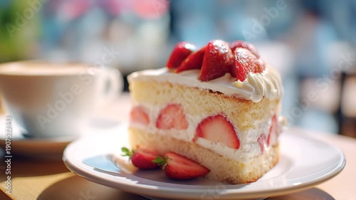 Wallpaper Mural 美味しそうな苺のショートケーキのケーキセット Torontodigital.ca