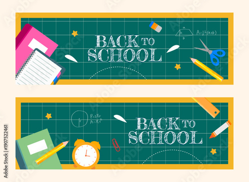 Back to school horisontal banner design template