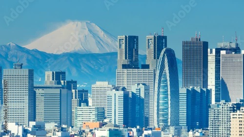 富士山と大都会東京・ドローン撮影イメージ　