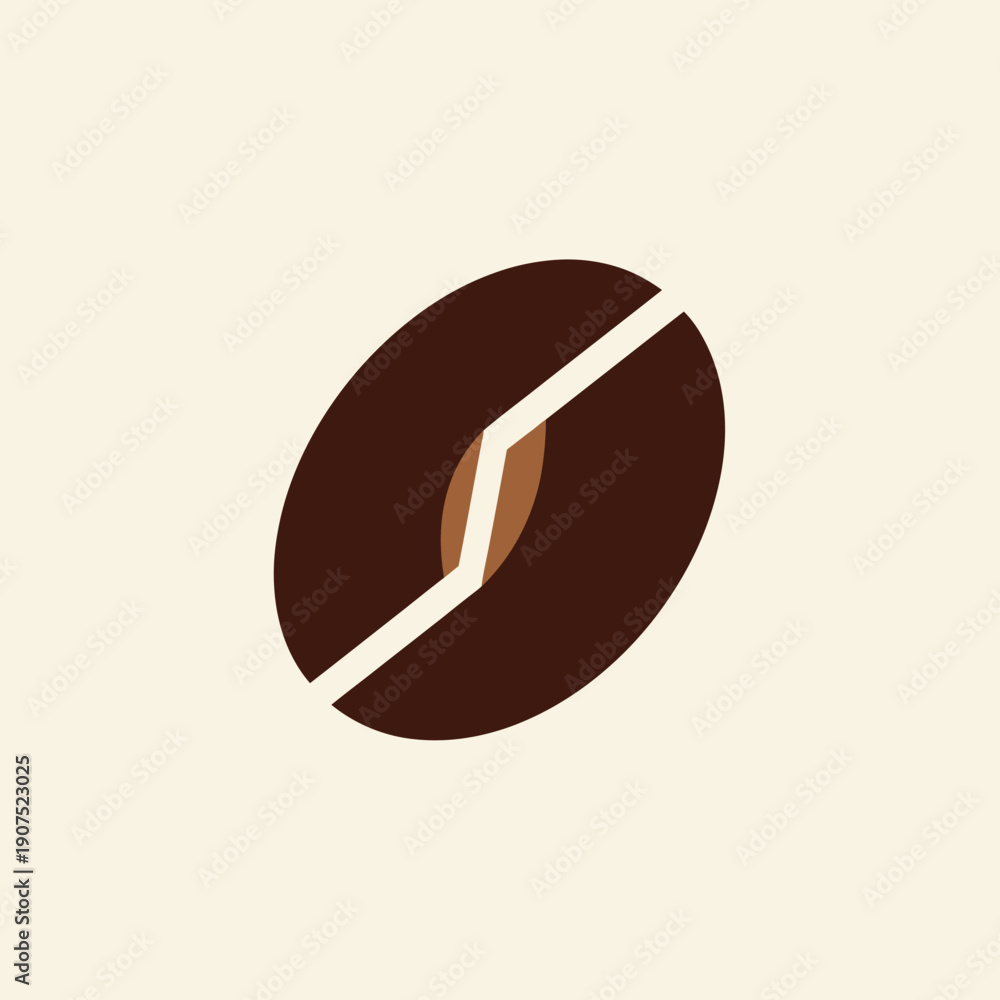 Obraz premium Minimalist Coffee Bean Illustration on a Light Background.
