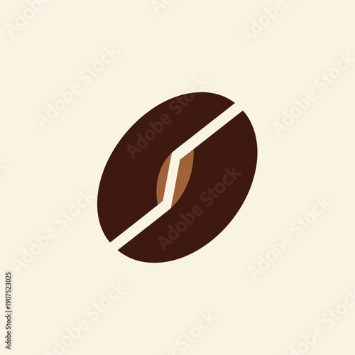 Minimalist Coffee Bean Illustration on a Light Background.