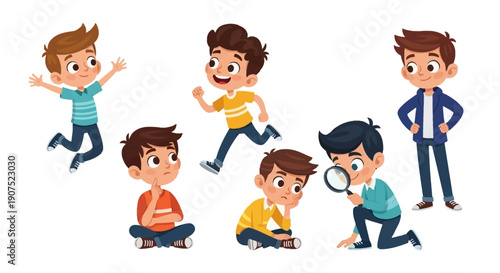 Group of children playing and having fun together in a lively scene, observed by an adult standing nearby