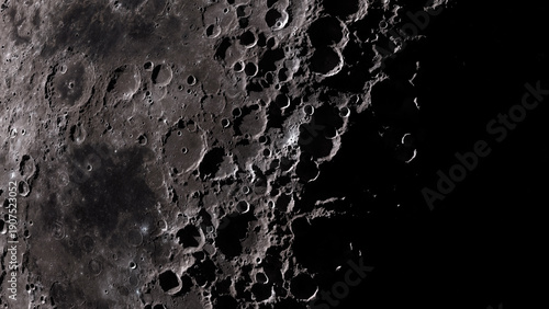 Fotografie A highly detailed 3d illustration of the moon's lunar surface