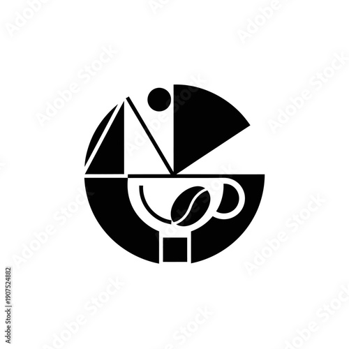 Abstract coffee cup and moka pot logo design.