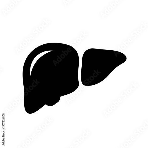 Human Liver Organ Silhouette Medical Health Icon.