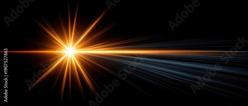 Bright light burst in dark a bright light explodes in the darkness creating a striking visual contrast