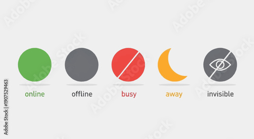 Status icons for online, offline, busy, away, and invisible.