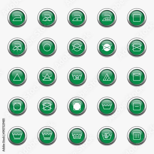 Laundry guide. Laundry label collection with care symbols and washing instructions