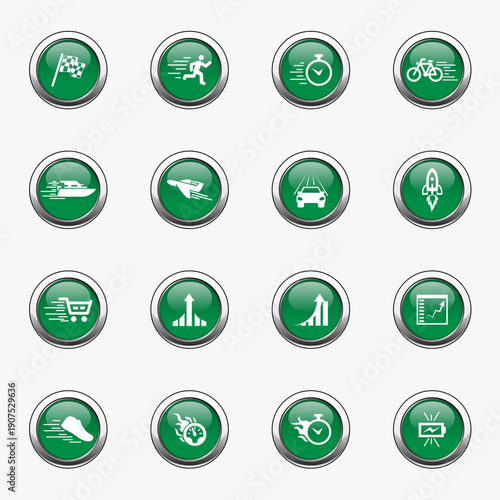 Speed icons set Vector illustration in modern style of productivity related icons