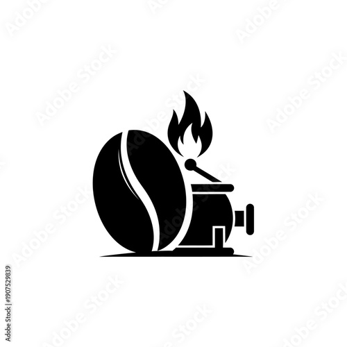 Coffee Bean Ignited by Matchstick Symbolizing Hot Coffee.