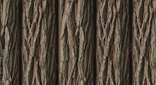 Wallpaper Mural Flat lay of rough tree trunk bark featuring thick layered ridges and natural imperfections, vertical repeating pattern, seamless loop texture Torontodigital.ca